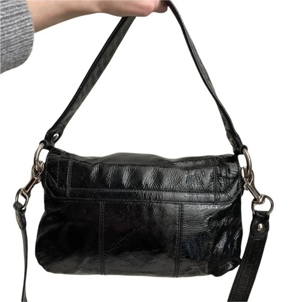Coach Lyla Onyx Limited Ed Poppy 18161 Black Patent Leather Crossbody bag